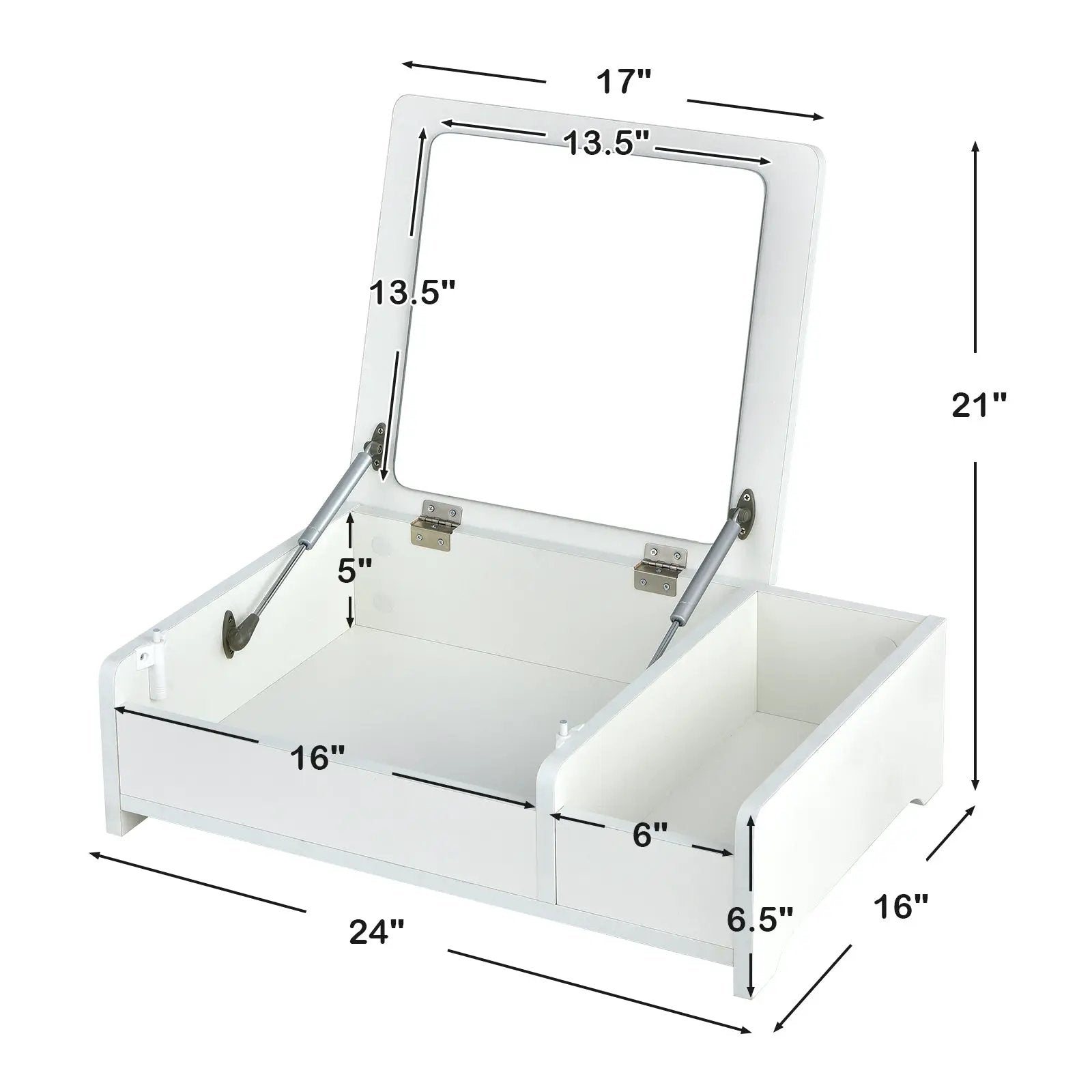 Compact Bay Window Makeup Dressing Table with Flip-Top Mirror by DirectDeals