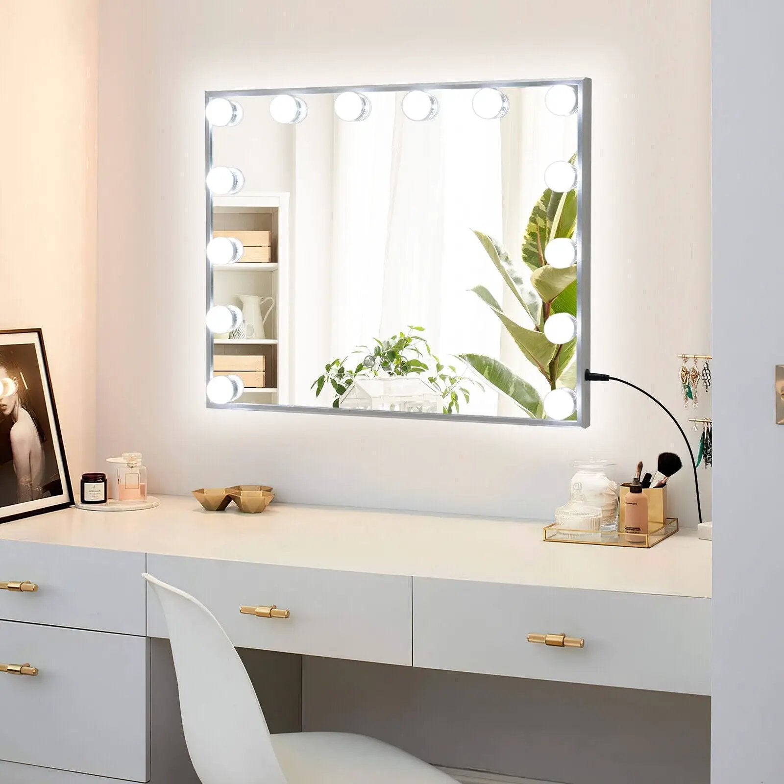 2-in-1 Vanity Mirror with 14 Dimmable LED Bulbs by DirectDeals