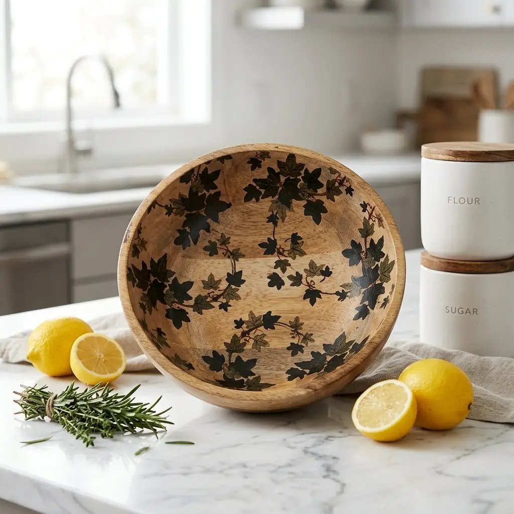 House of Avana Transparent Leaf Shape Mango Wood Bowl by House Of Avana