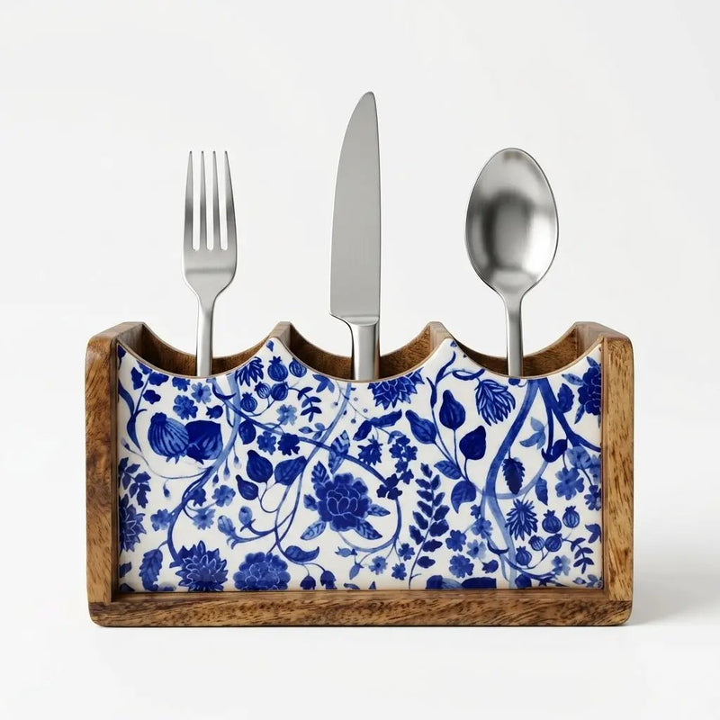 House of Avana Mango Wood Cutlery Stand by House Of Avana