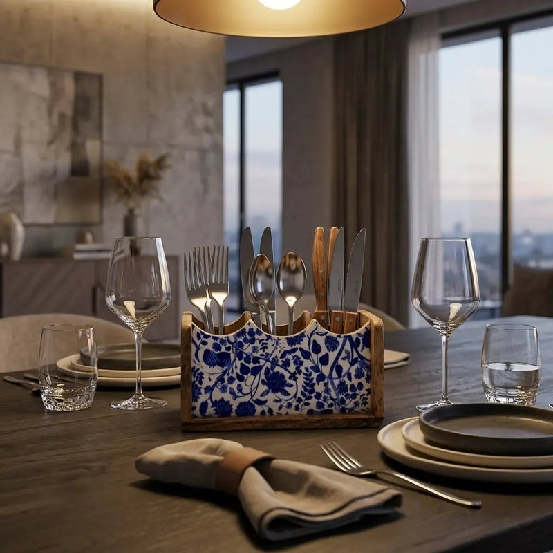 House of Avana Mango Wood Cutlery Stand by House Of Avana