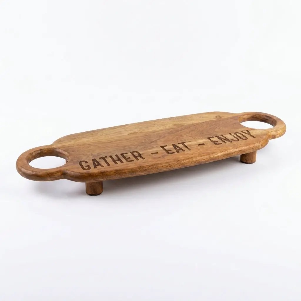 House of Avana Gather Eat Enjoy Mango Wood Platter by House Of Avana