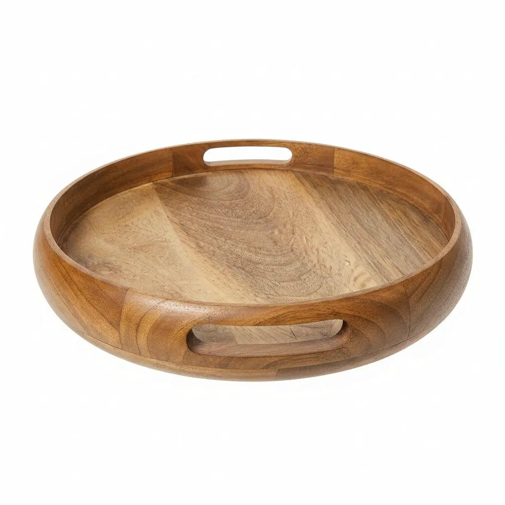 House of Avana Round Mango Wood Serving Tray Natural by House Of Avana