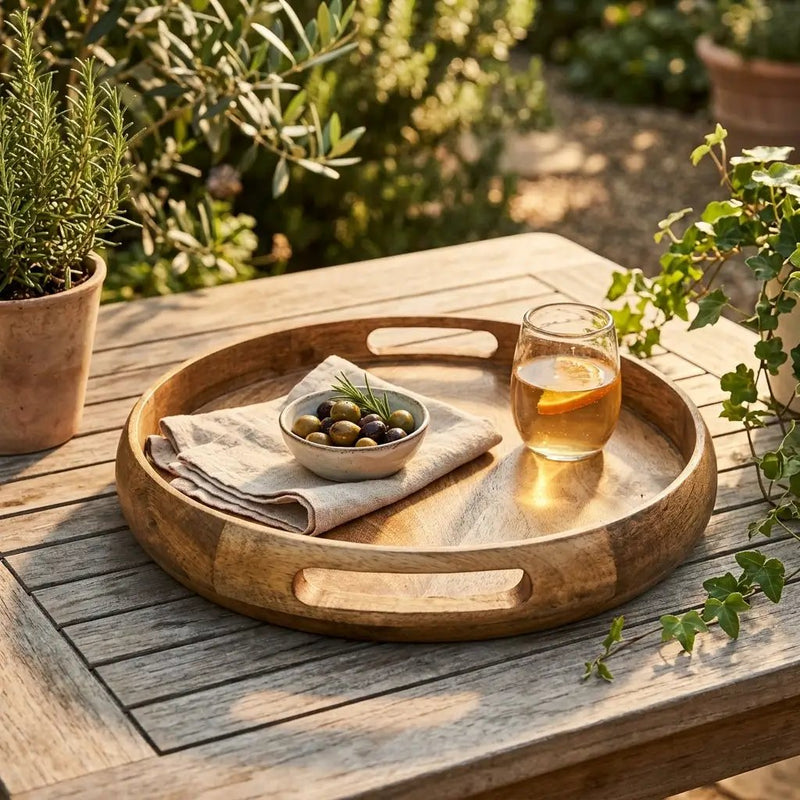 House of Avana Round Mango Wood Serving Tray Natural by House Of Avana