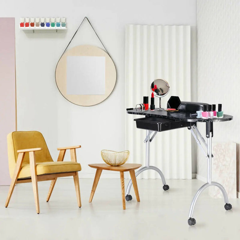 Foldable Manicure Table with Drawer and Wrist Cushion by DirectDeals