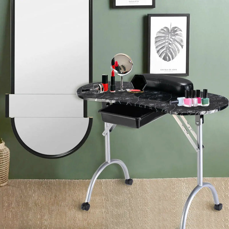 Foldable Manicure Table with Drawer and Wrist Cushion by DirectDeals