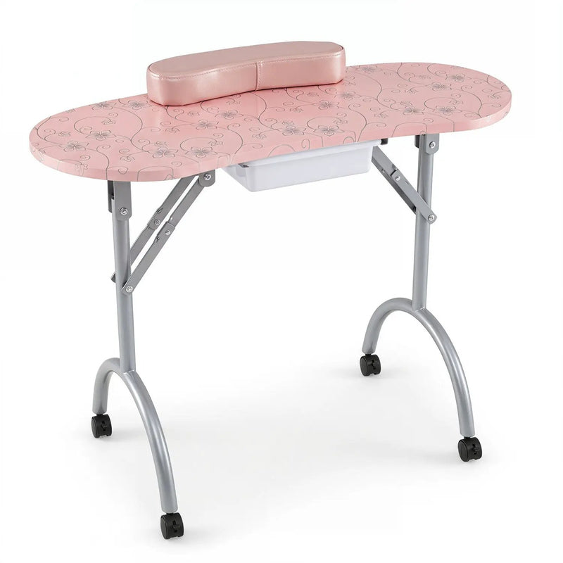 Foldable Manicure Table with Drawer and Wrist Cushion by DirectDeals