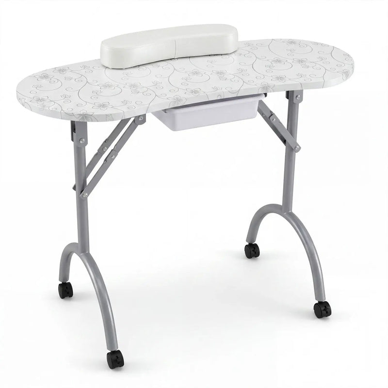 Foldable Manicure Table with Drawer and Wrist Cushion by DirectDeals