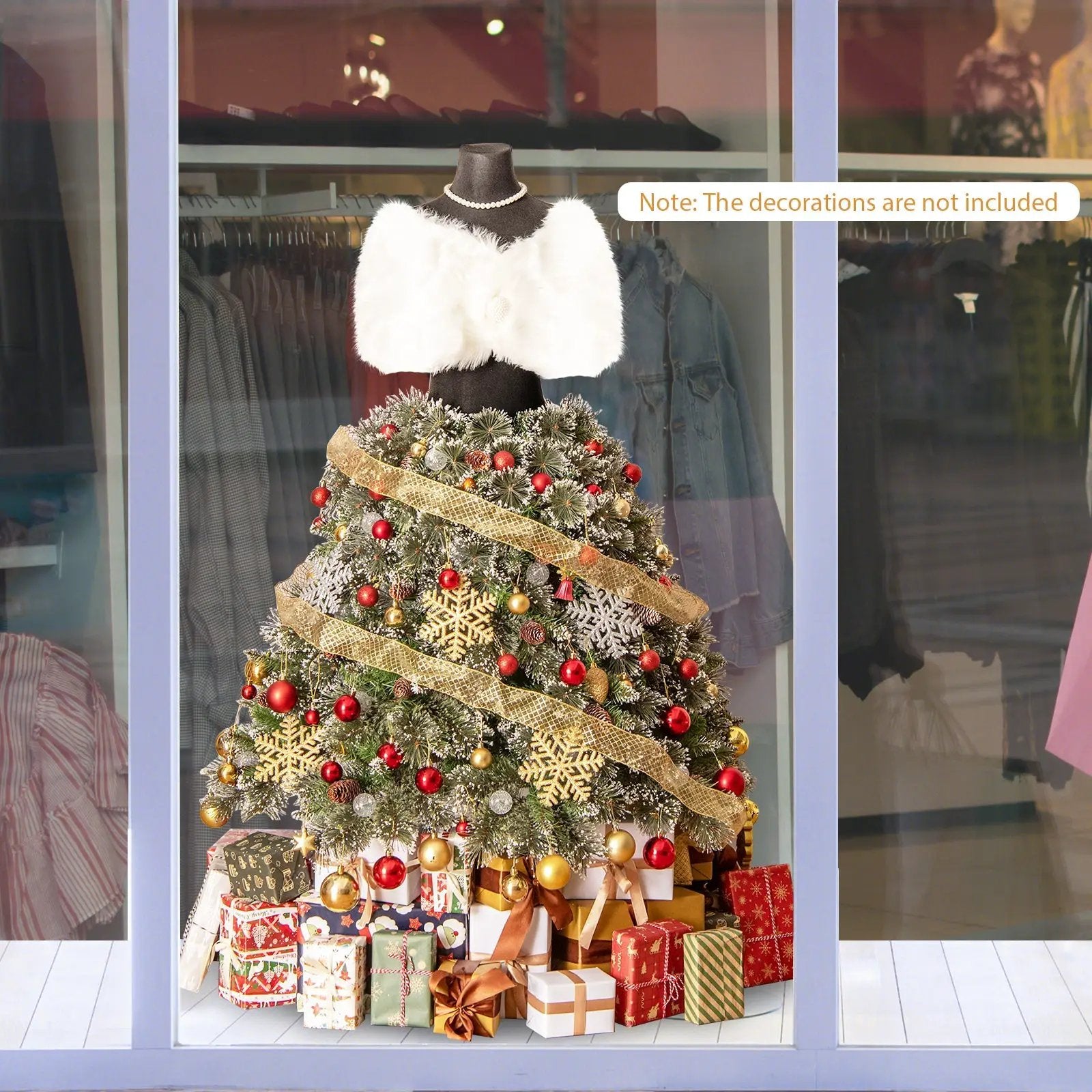 5 FT Pre-lit Mannequin Artificial Christmas Tree Hinged Dress Form Xmas Tree with 465 Branch Tips by DirectDeals