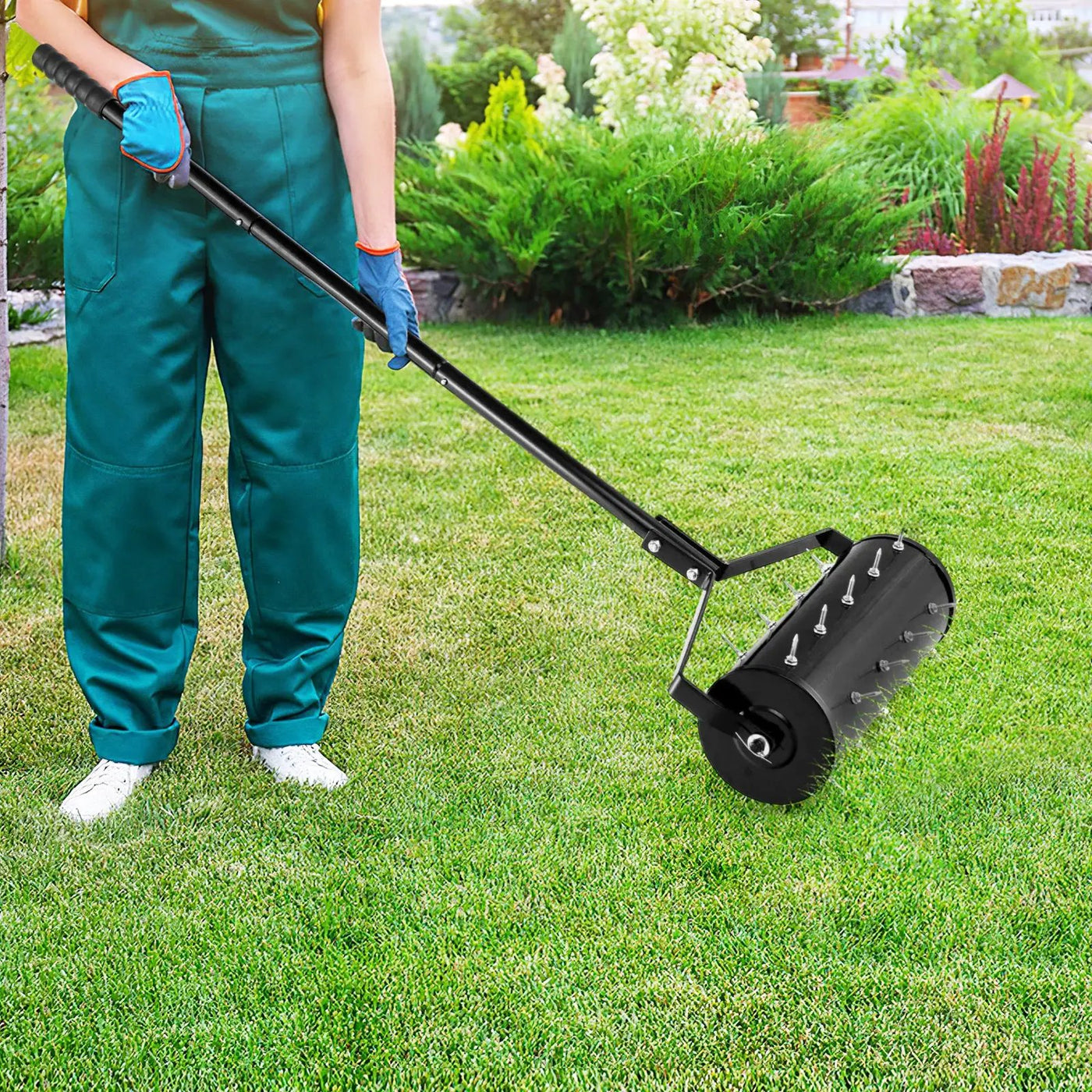 18/21 Inch Manual Lawn Aerator with Detachable Handle by DirectDeals