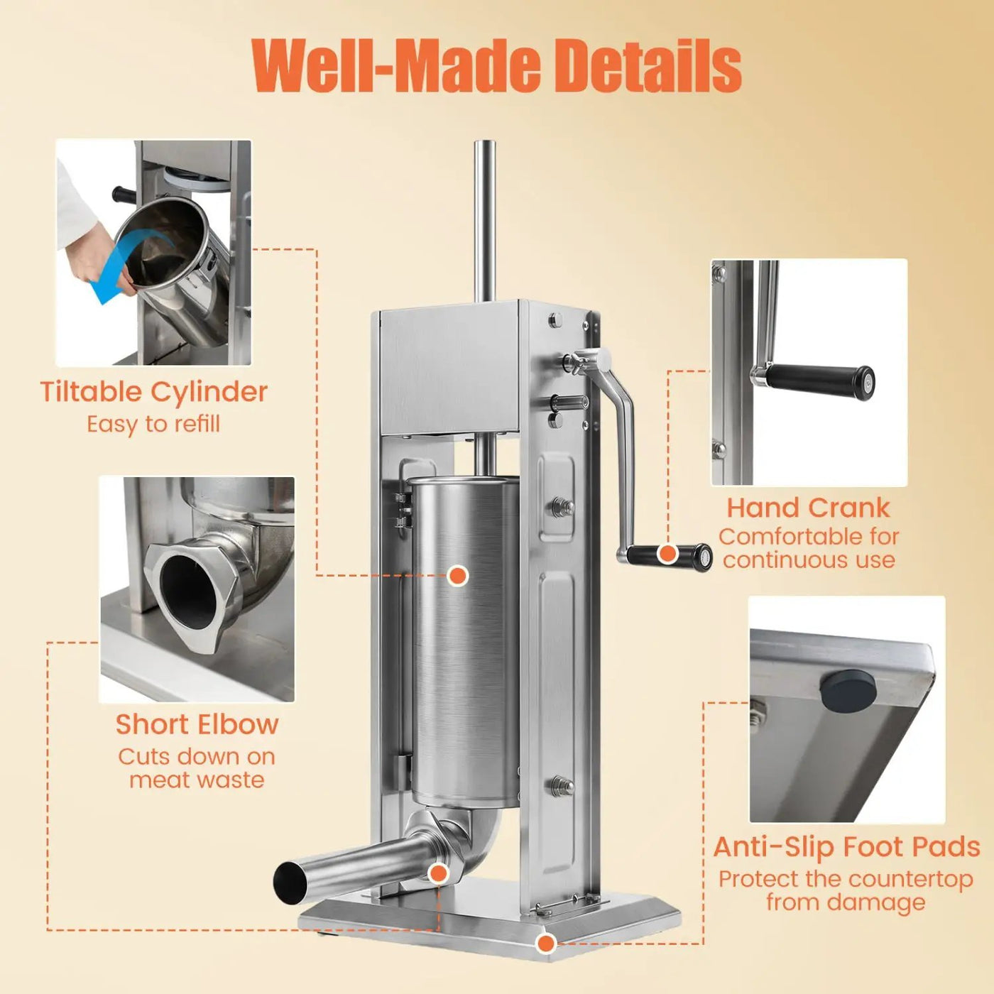 Manual Sausage Stuffer with 4 Tubes & 2 Speeds by DirectDeals
