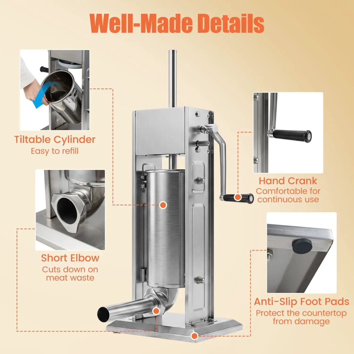 Manual Sausage Stuffer with 4 Tubes & 2 Speeds by DirectDeals