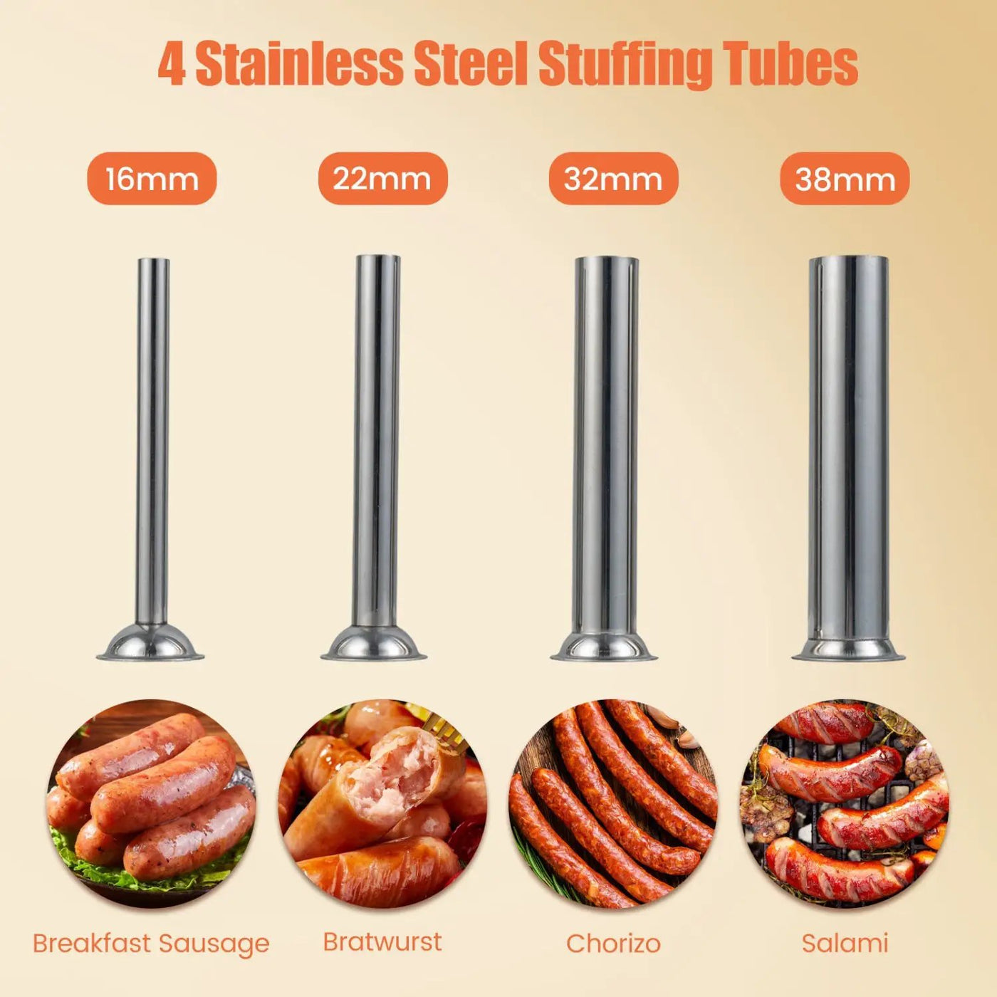 Manual Sausage Stuffer with 4 Tubes & 2 Speeds by DirectDeals