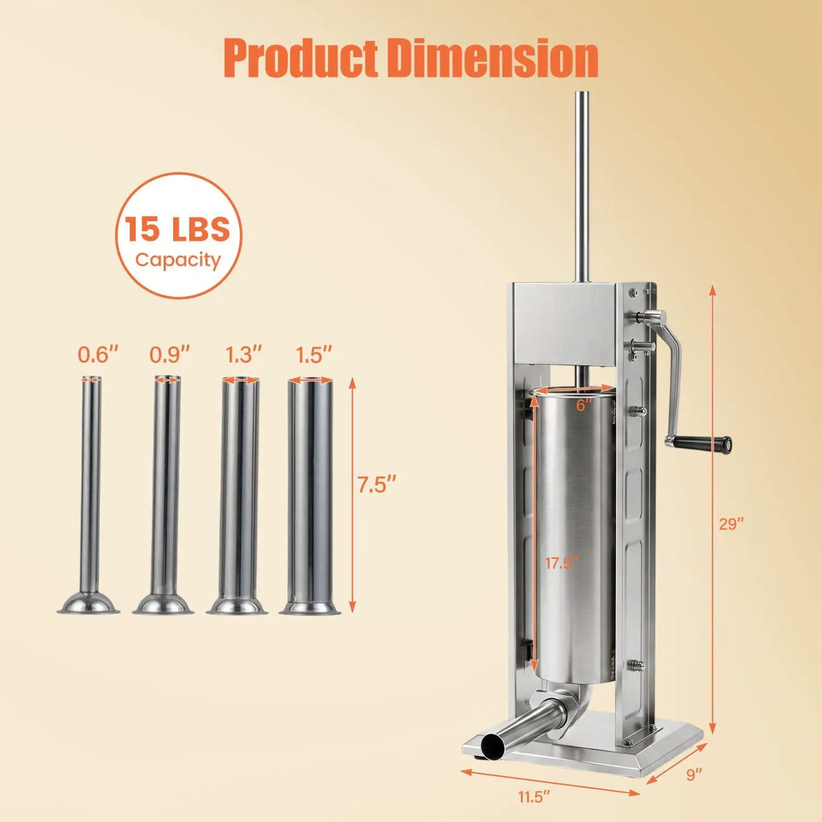 Manual Sausage Stuffer with 4 Tubes & 2 Speeds by DirectDeals