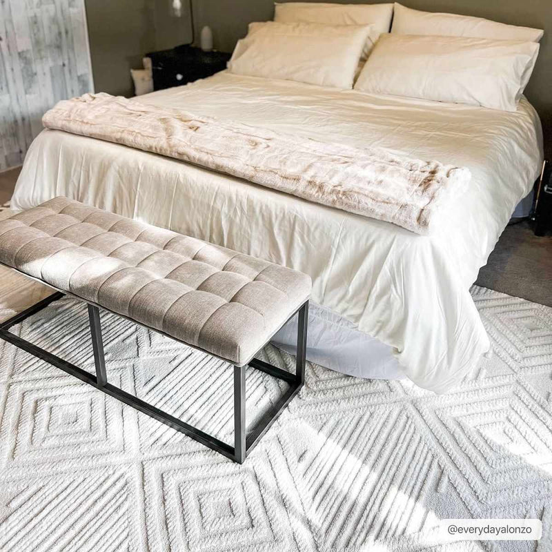 Manyas 3D Bone Area Rug with Tassels - Clearance by Boutique Rugs