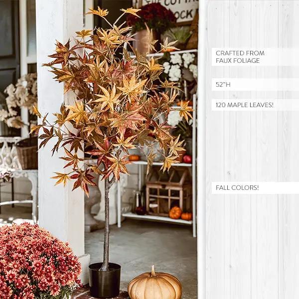 52 Inch Potted Foliage Maple Leaf Faux Tree by Decor Steals