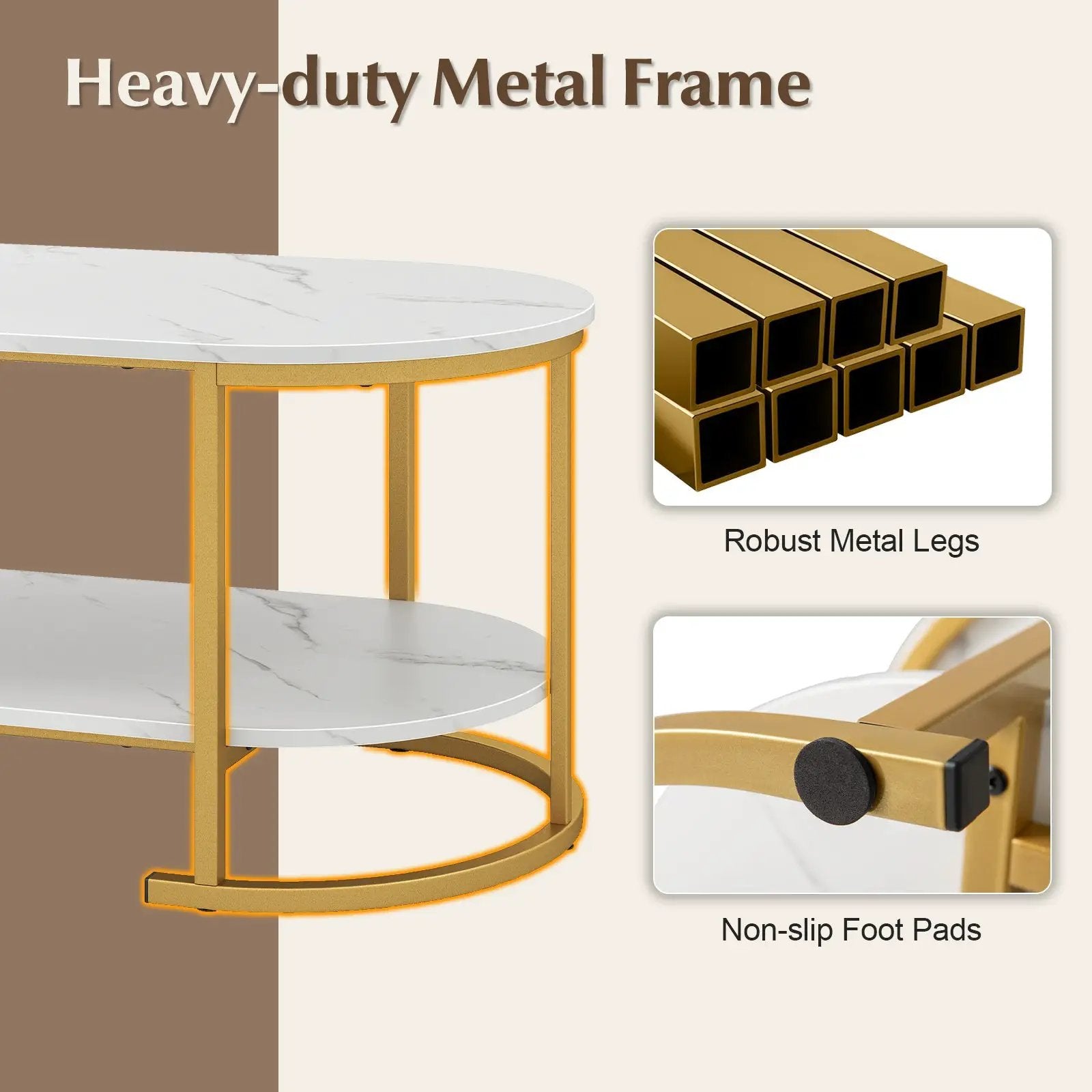 Marble Coffee Table with Open Storage Shelf by DirectDeals