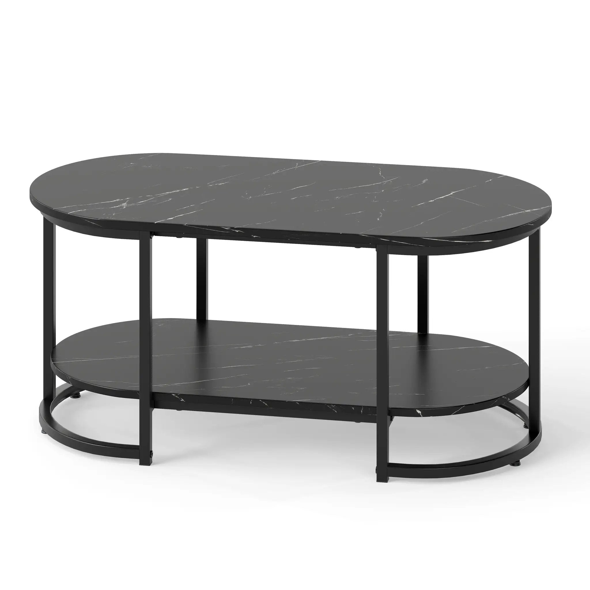 Marble Coffee Table with Open Storage Shelf by DirectDeals