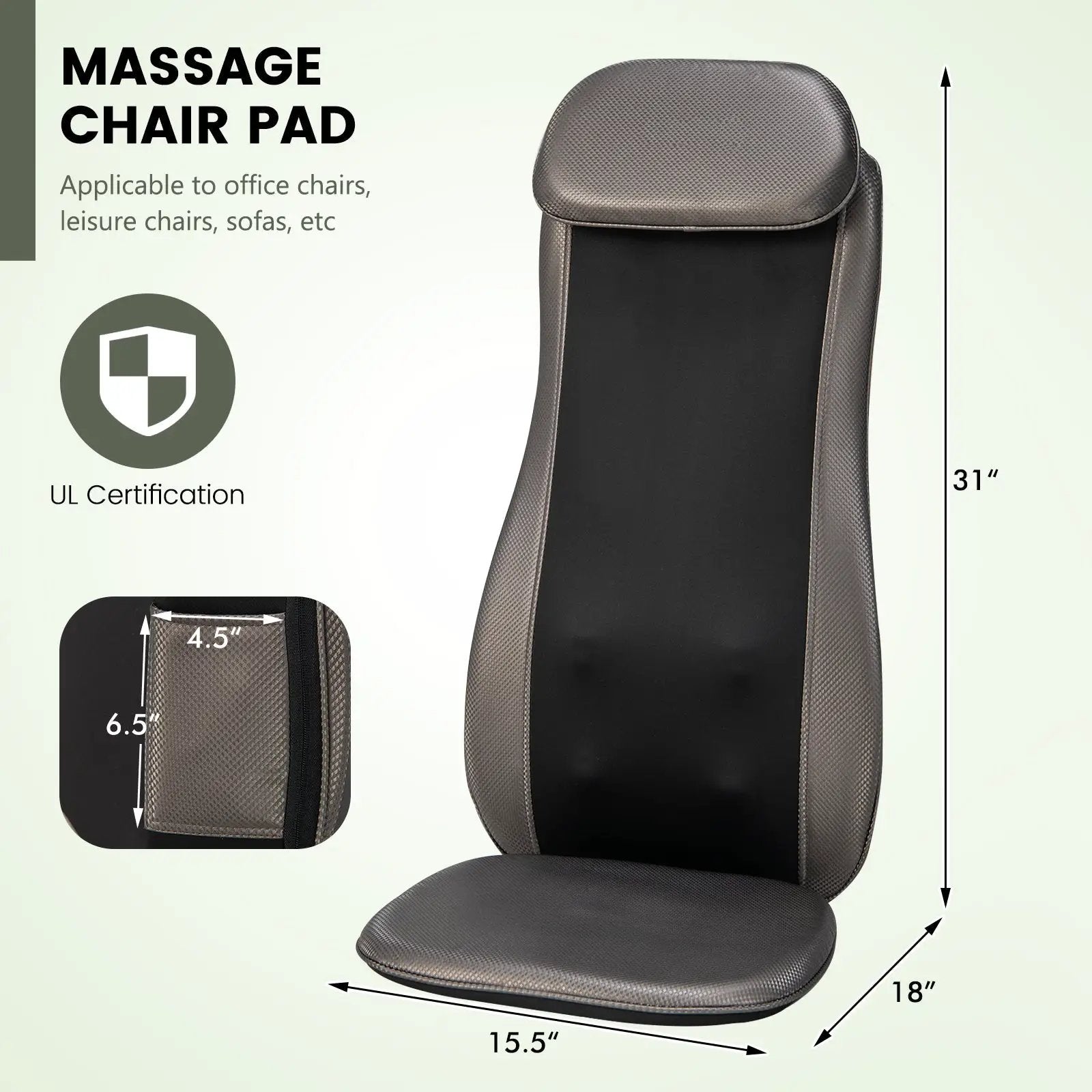 Massage Chair Pad with Heat and Vibration-Black by DirectDeals