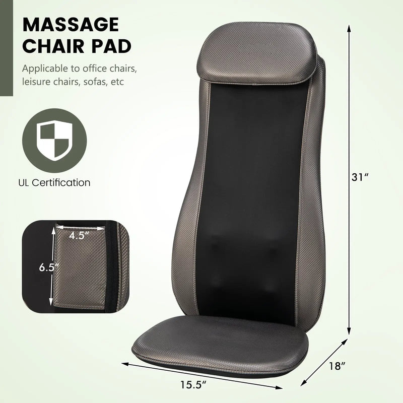 Massage Chair Pad with Heat and Vibration-Black by DirectDeals
