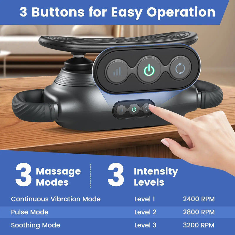Massage Gun Deep Tissue with 3 Switchable Massage Heads and 3 Modes-Black by DirectDeals