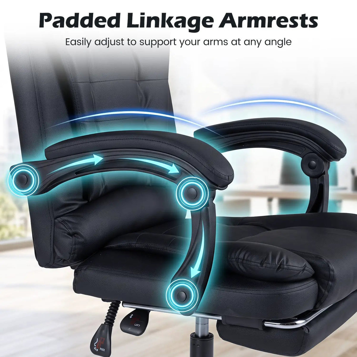 Massage Office Chair with Footrest & Reclining Backrest by DirectDeals