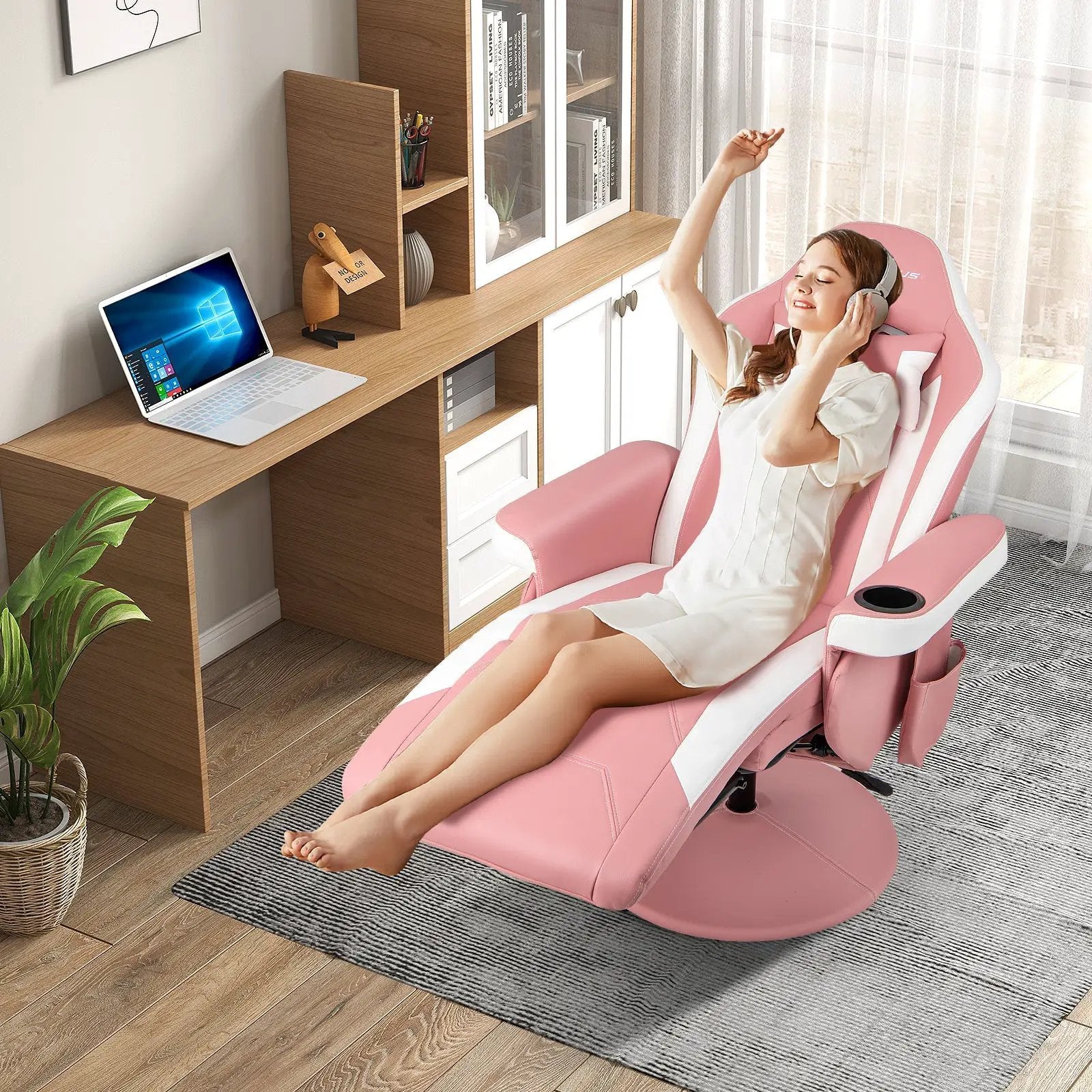 Massage Video Gaming Recliner Chair with Adjustable Height by DirectDeals