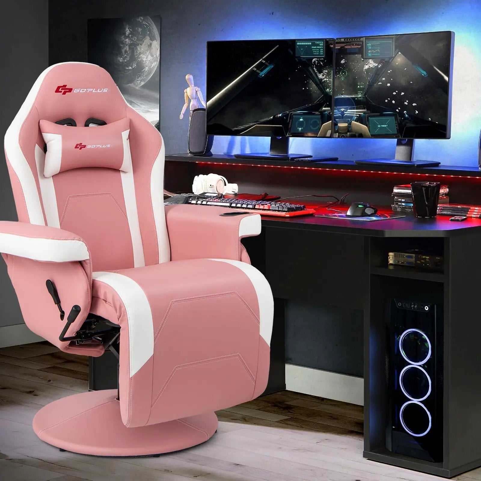 Massage Video Gaming Recliner Chair with Adjustable Height by DirectDeals