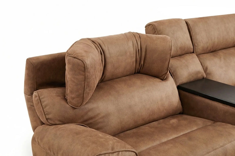 MaxView Media Mocha 6-Piece Power Reclining Sectional with Immersive Sound System by Ornate Furniture