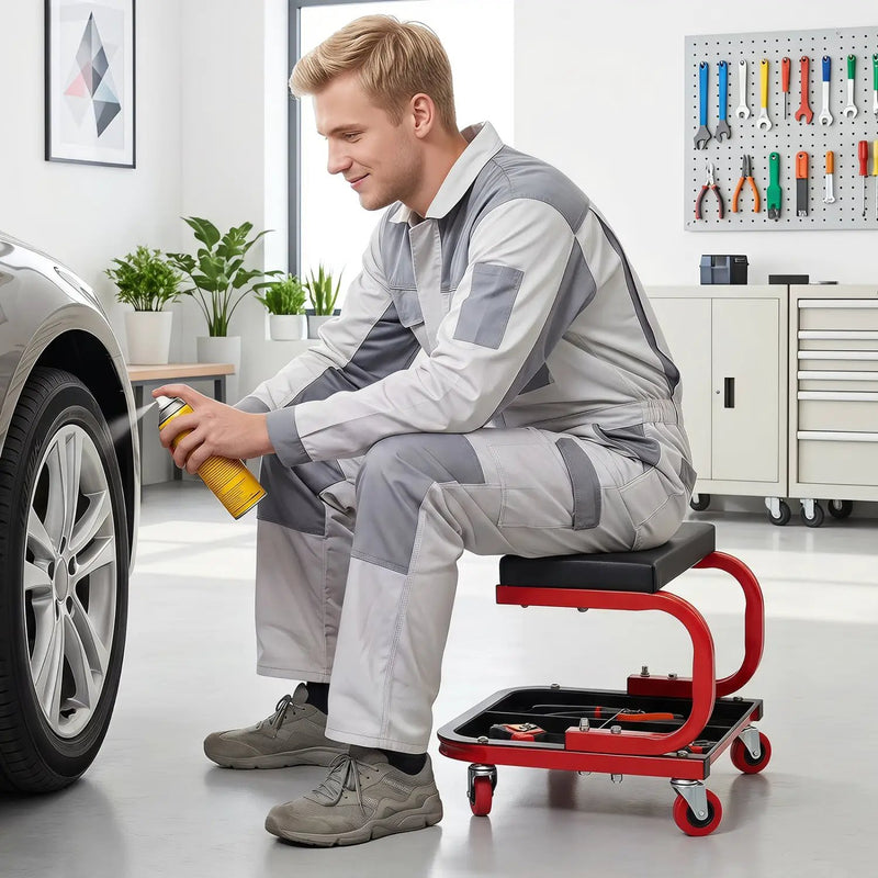 Mechanic Rolling Stool with Tool Trays and Magnetic Drawer by DirectDeals