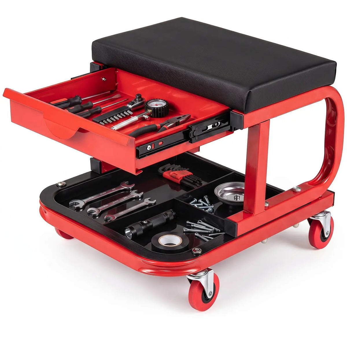 Mechanic Rolling Stool with Tool Trays and Magnetic Drawer by DirectDeals