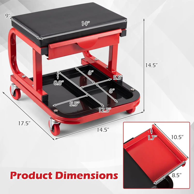 Mechanic Rolling Stool with Tool Trays and Magnetic Drawer by DirectDeals