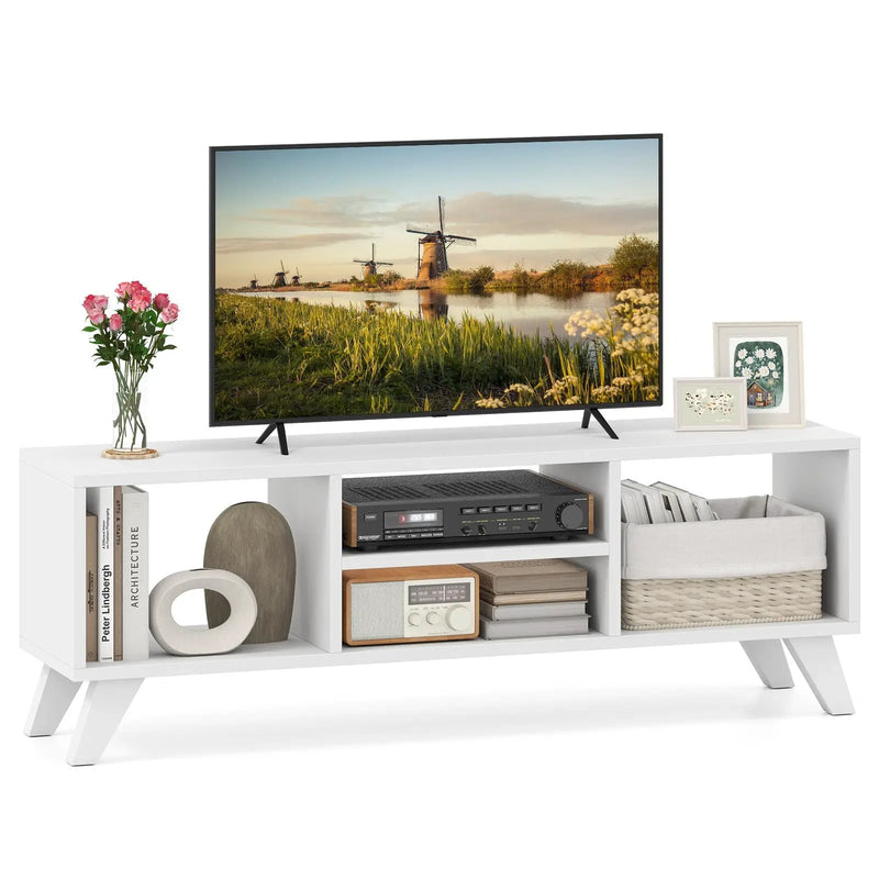 Media TV Console Table with Raised Support Legs-White by DirectDeals