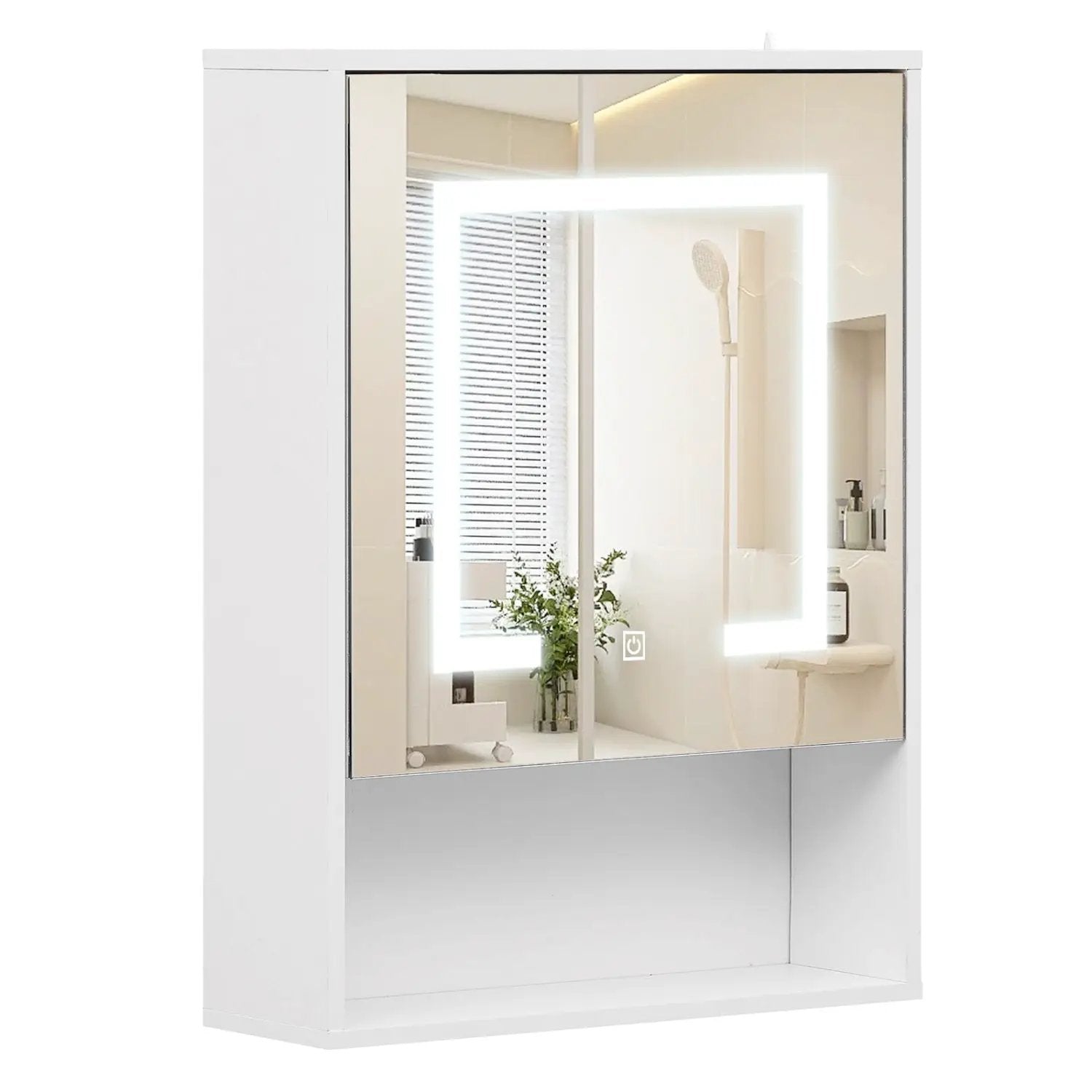 Medicine Cabinet with Mirror and 3 Color LED Lights Recessed or Wall Mounted by DirectDeals