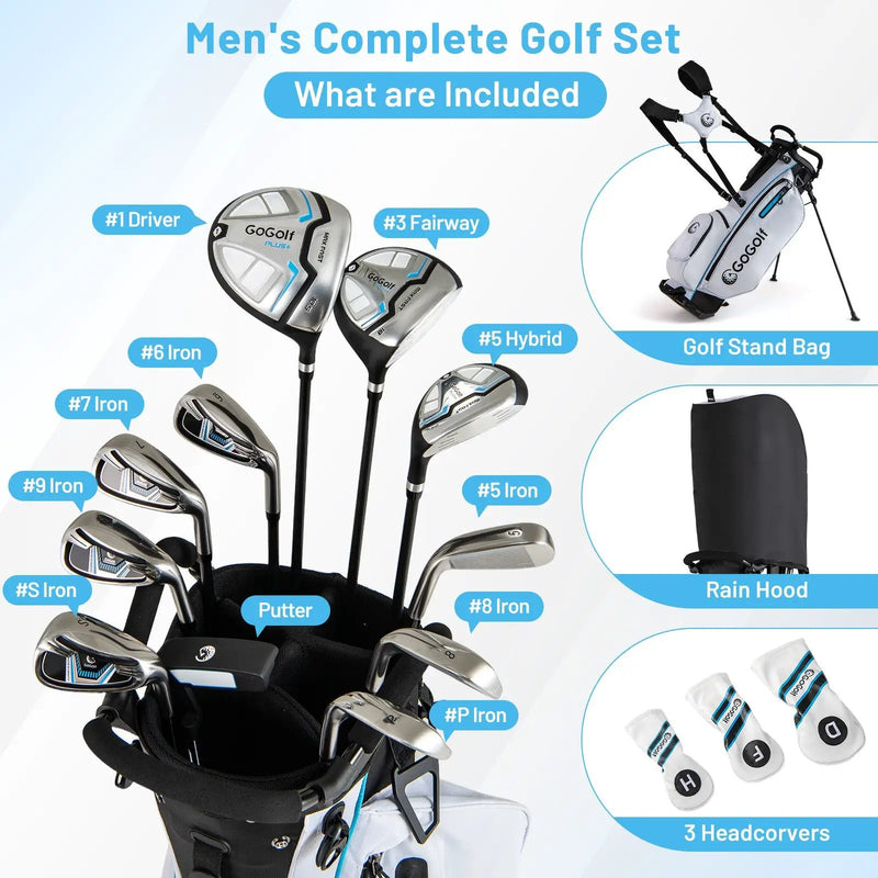 Men's Complete Golf Clubs and Bag Set-White by DirectDeals