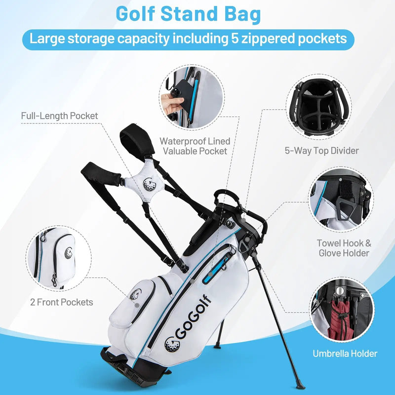 Men's Complete Golf Clubs and Bag Set-White by DirectDeals