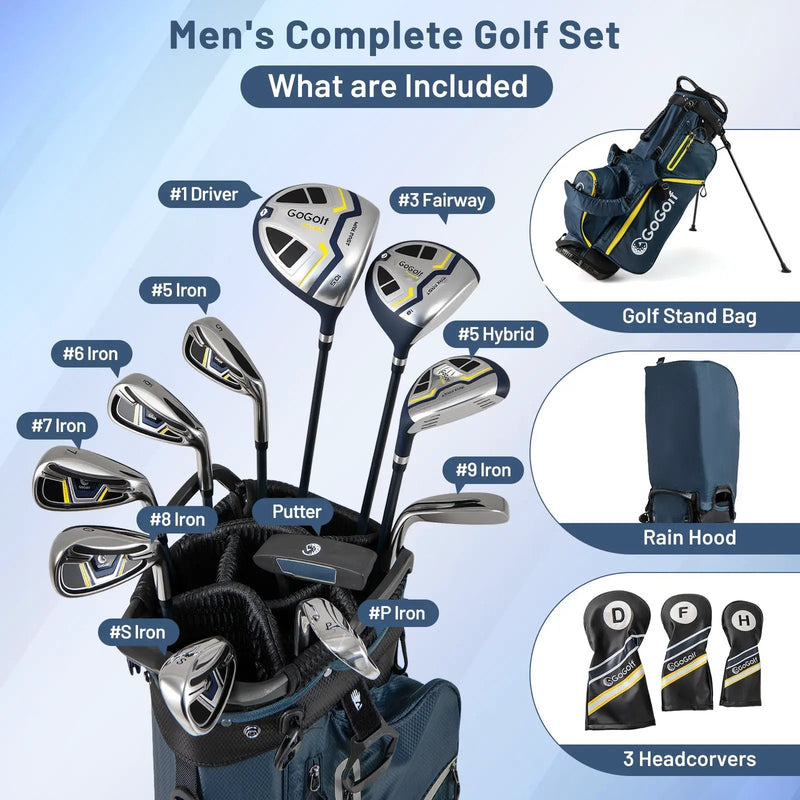 Men's Complete Golf Clubs and Bag Set Right Handed-Yellow by DirectDeals