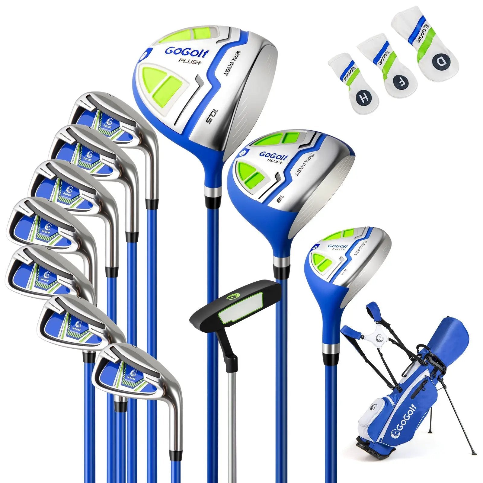 Men's Complete Golf Clubs and Bag Set with Headcovers and Putter-Blue by DirectDeals