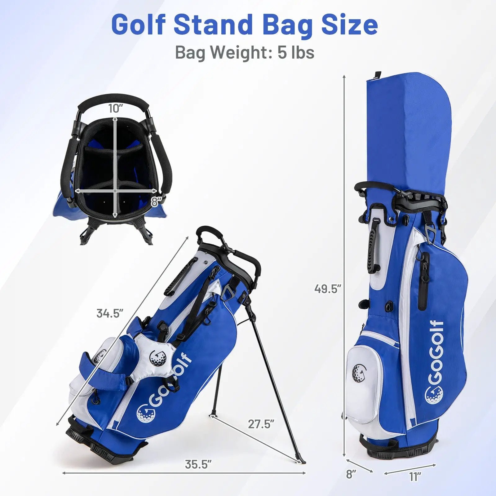 Men's Complete Golf Clubs and Bag Set with Headcovers and Putter-Blue by DirectDeals