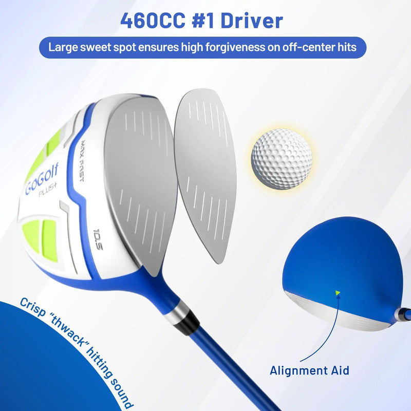 Men's Complete Golf Clubs and Bag Set with Headcovers and Putter-Blue by DirectDeals