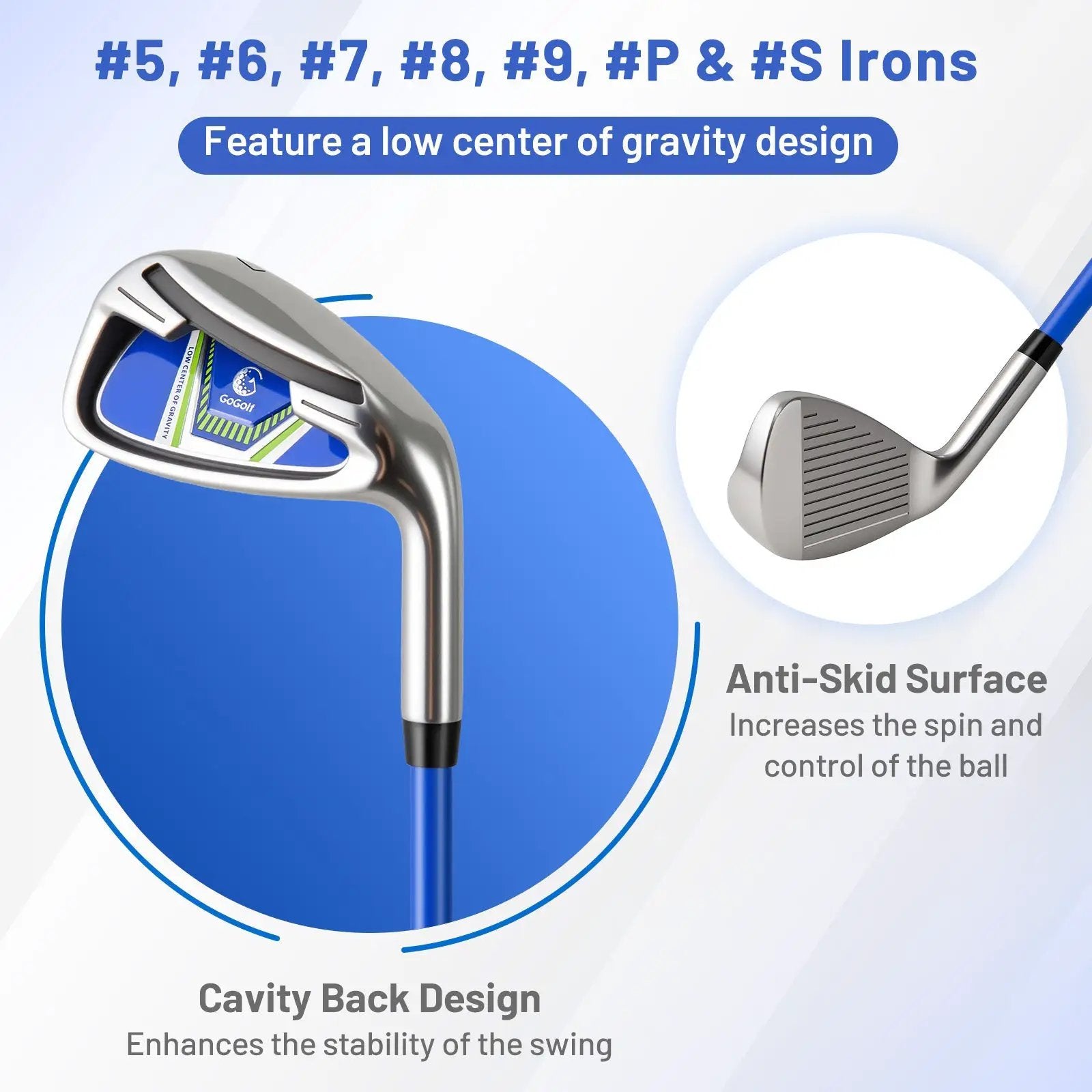 Men's Complete Golf Clubs and Bag Set with Headcovers and Putter-Blue by DirectDeals