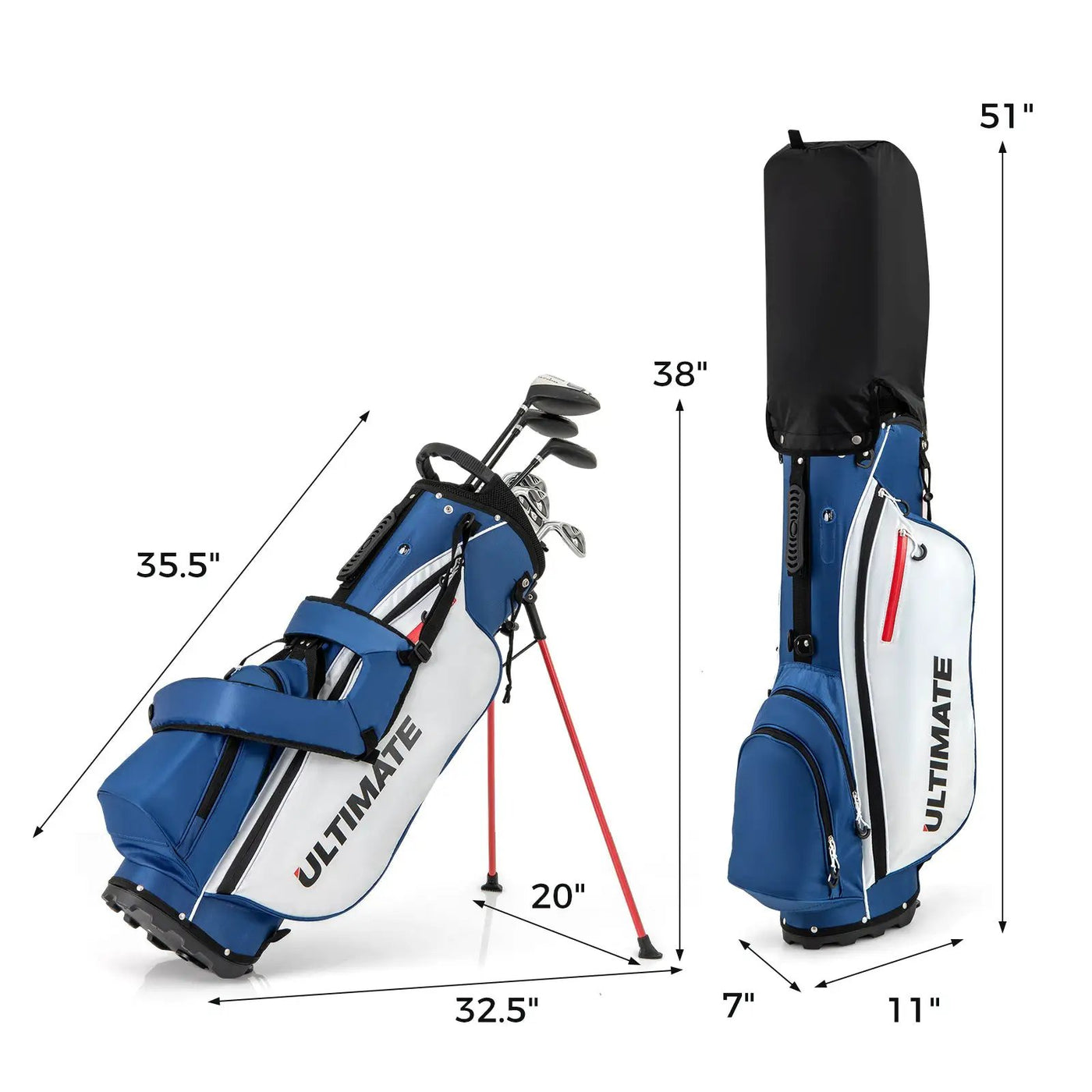 Mens LeftHanded Complete Golf Clubs and Bag Set Portable Lightweight Golf Stand Bag by DirectDeals