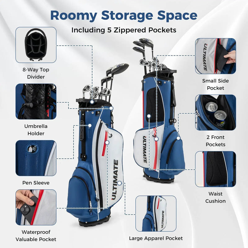 Mens LeftHanded Complete Golf Clubs and Bag Set Portable Lightweight Golf Stand Bag by DirectDeals