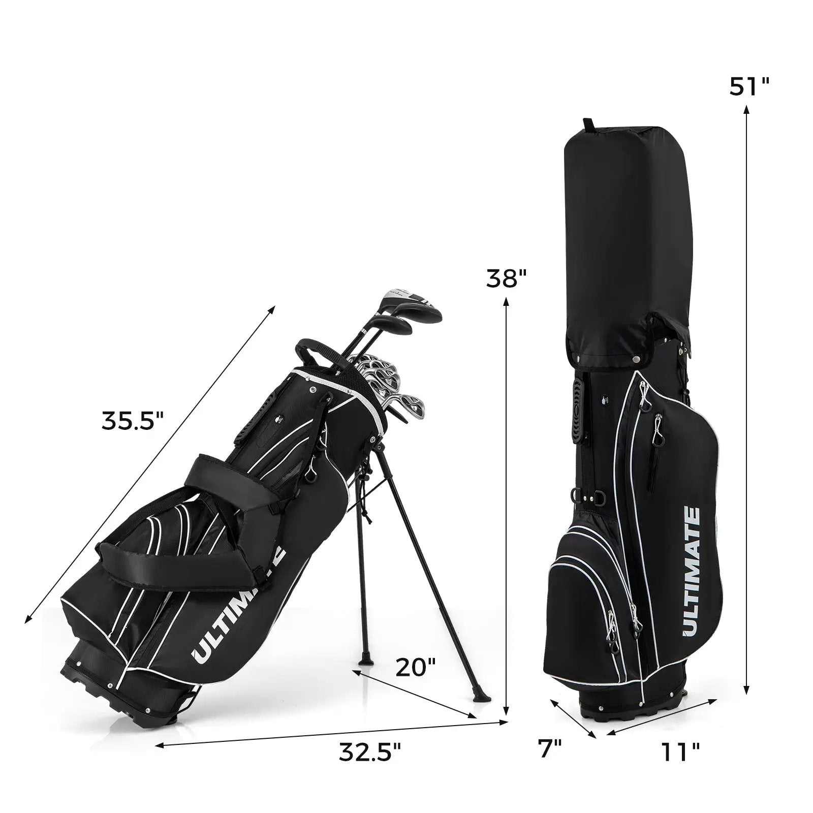 Mens LeftHanded Complete Golf Clubs and Bag Set Portable Lightweight Golf Stand Bag by DirectDeals