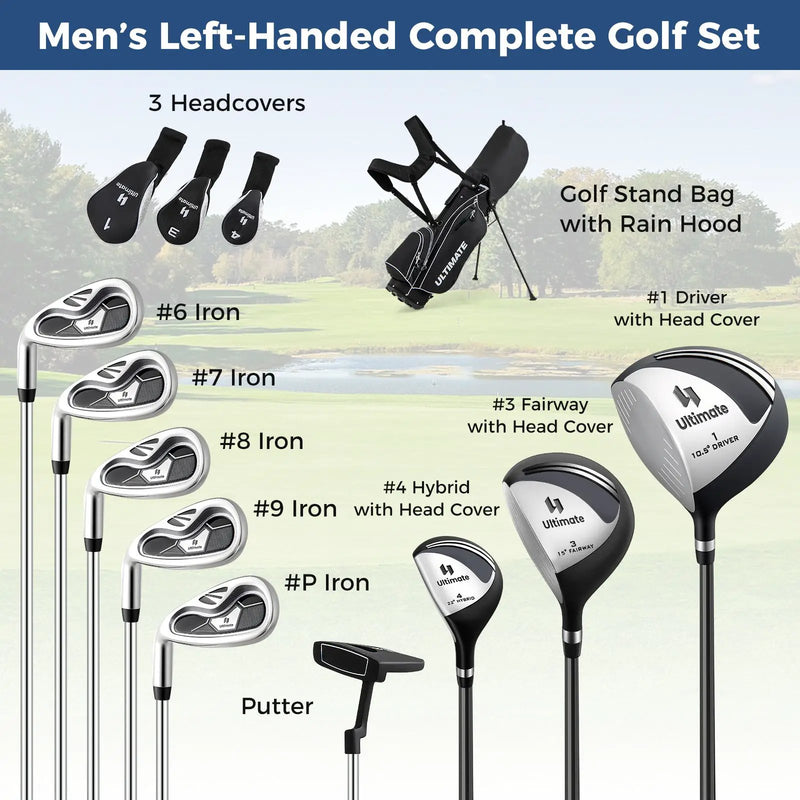 Mens LeftHanded Complete Golf Clubs and Bag Set Portable Lightweight Golf Stand Bag by DirectDeals