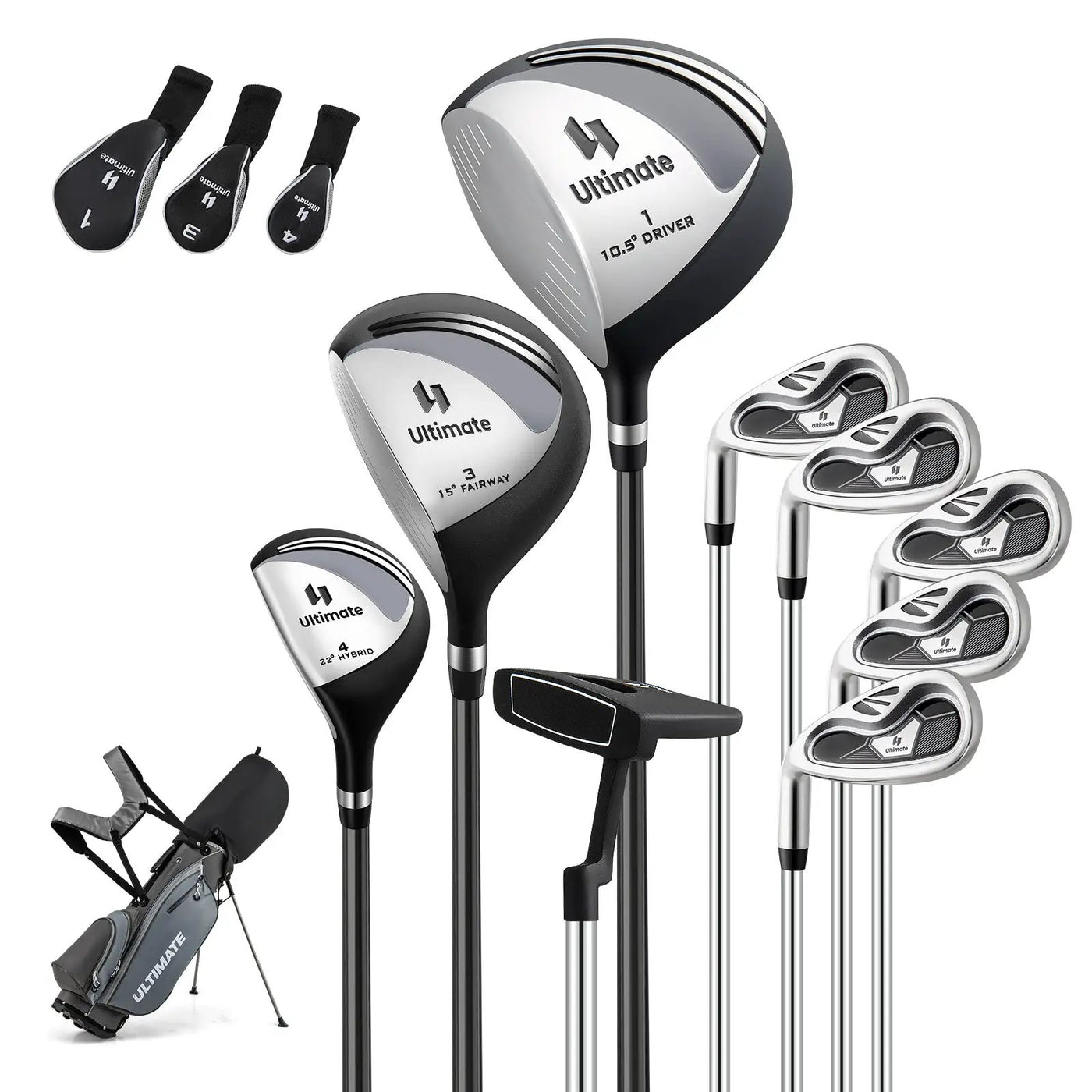 Mens LeftHanded Complete Golf Clubs and Bag Set Portable Lightweight Golf Stand Bag by DirectDeals