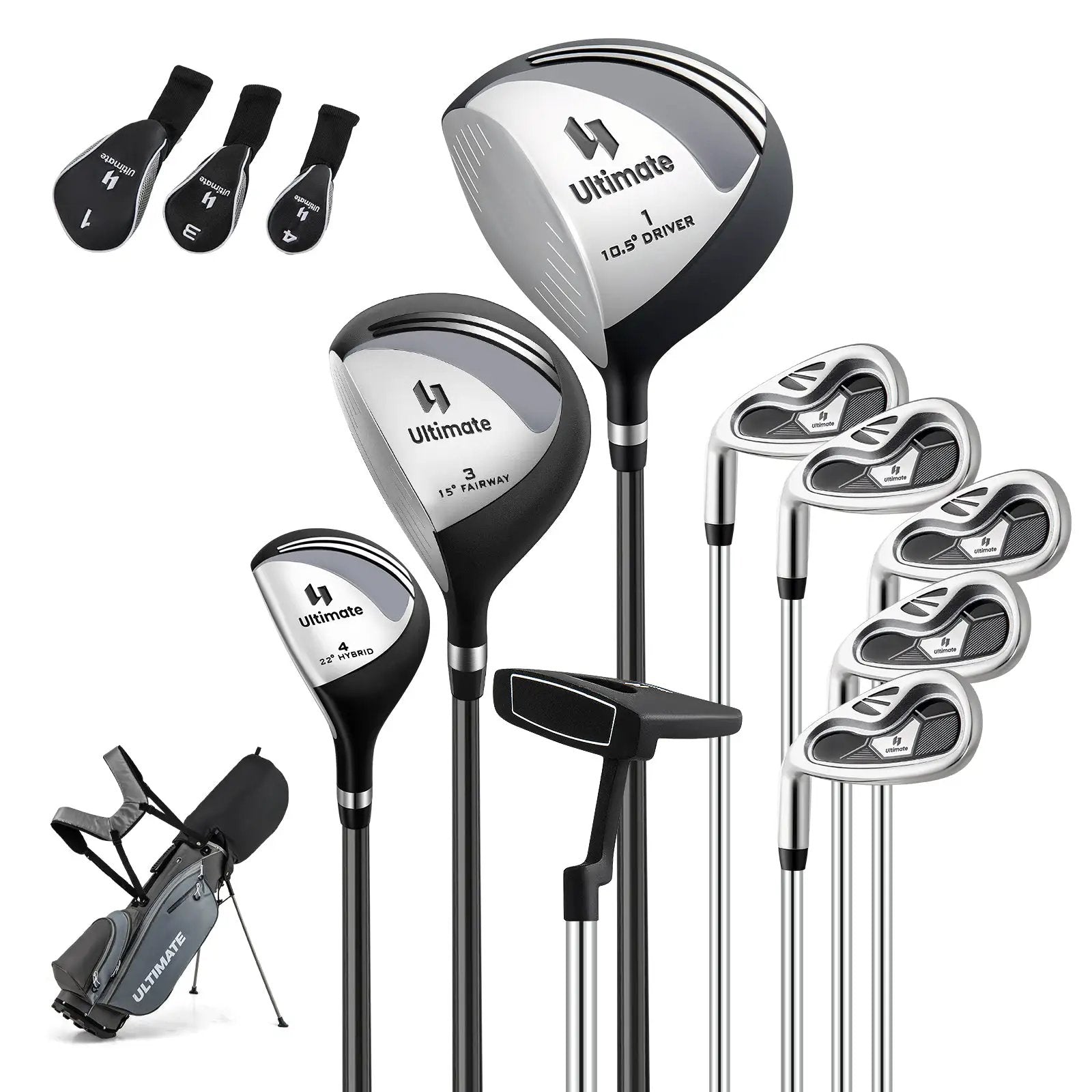 Mens LeftHanded Complete Golf Clubs and Bag Set Portable Lightweight Golf Stand Bag by DirectDeals