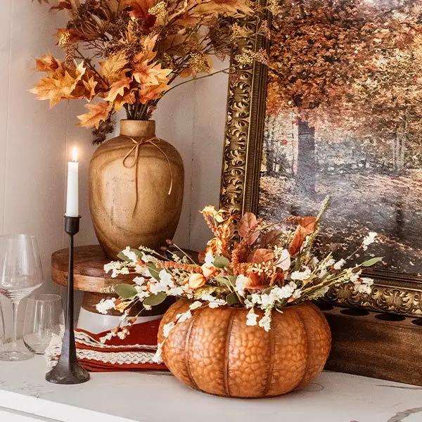 Indoor/Outdoor Metal Pumpkin with Lid by Decor Steals