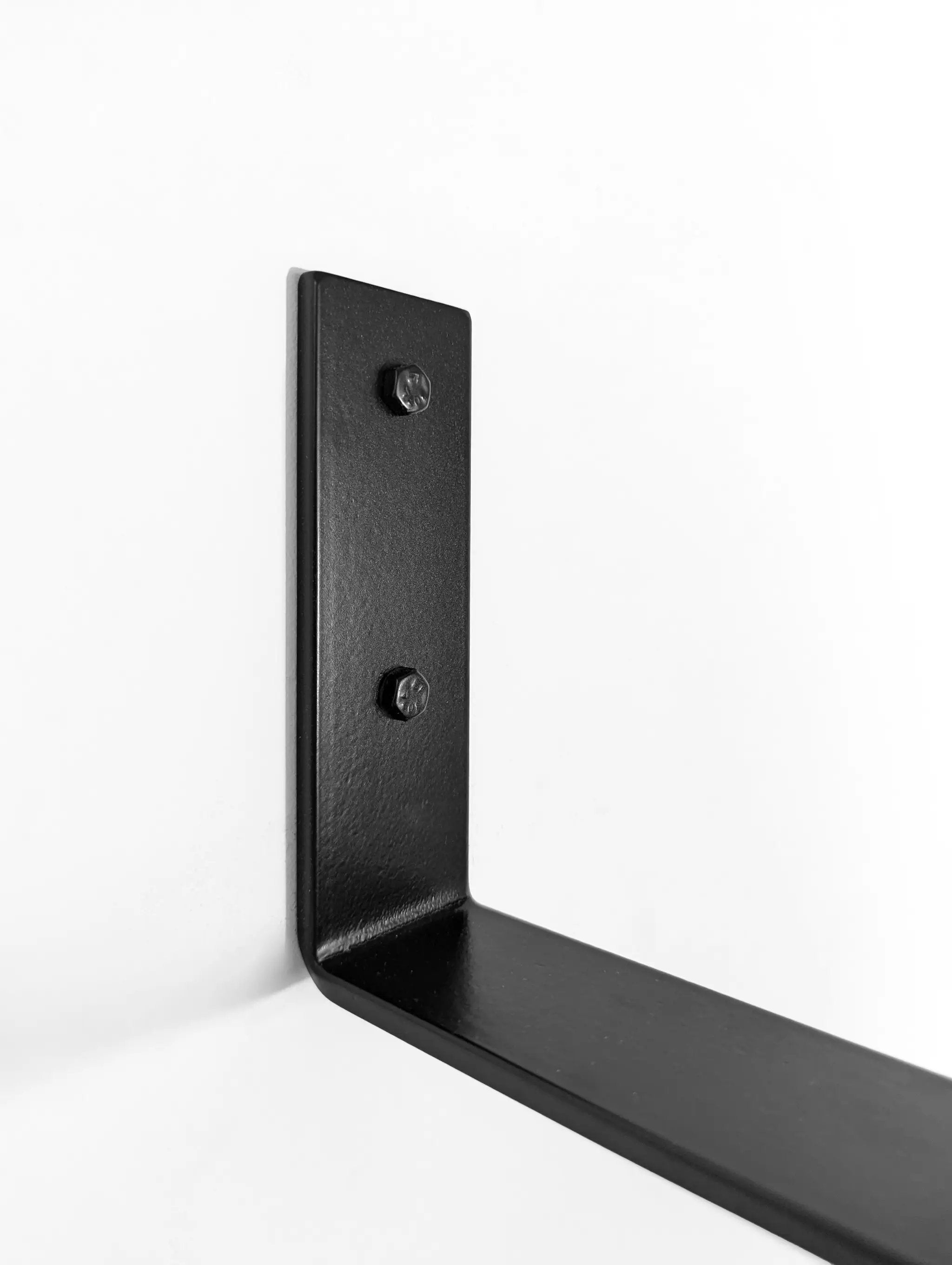 Thick Oak Shelf with Black Steel J Brackets by NookWoodworking