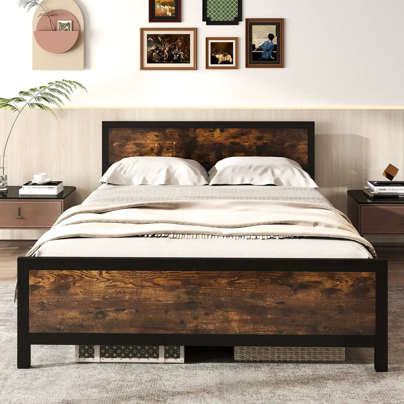Metal Bed Frame with Headboard and Footboard by DirectDeals